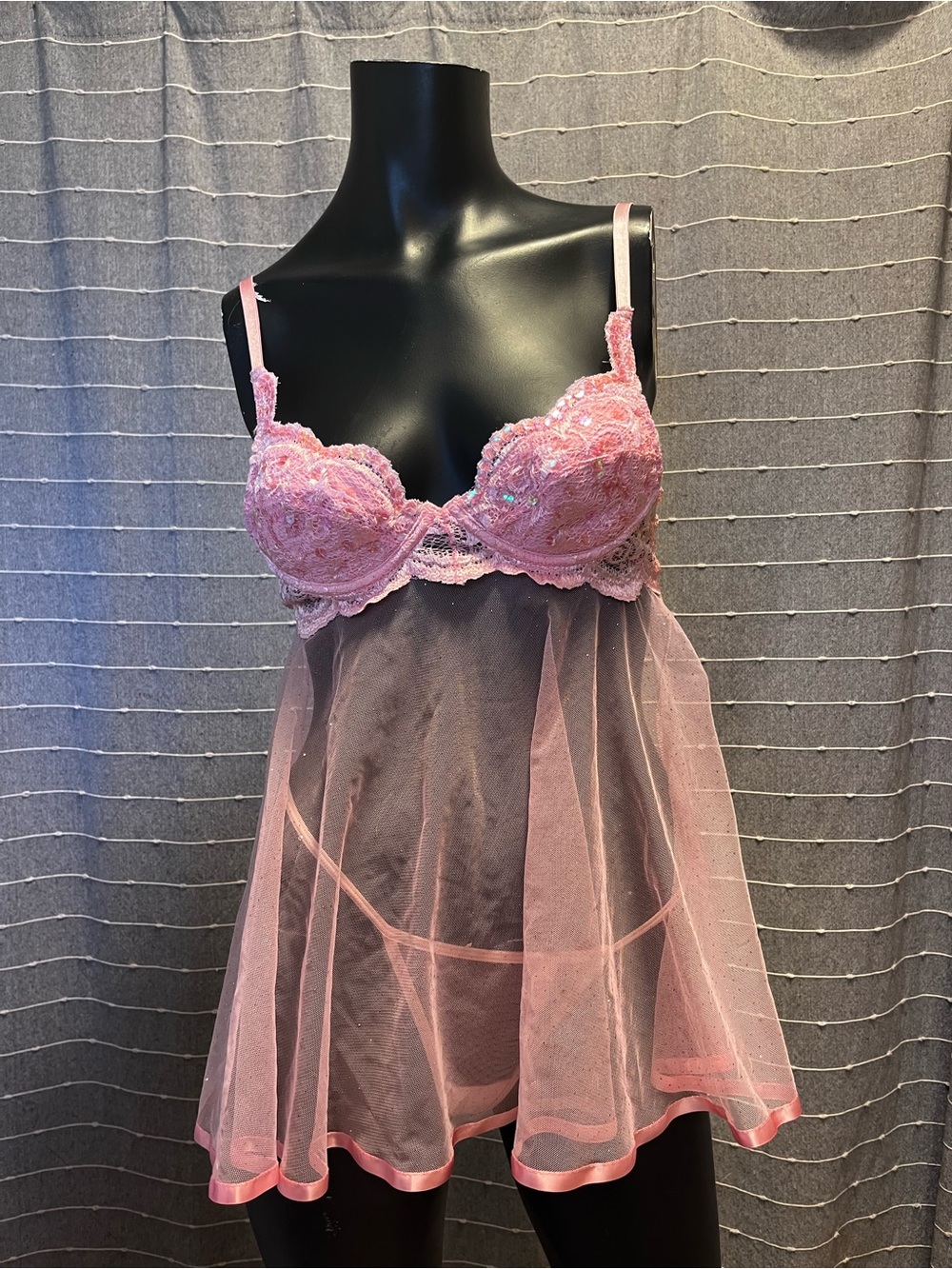 Shirley Of Hollywood Chiffon Babydoll Lingerie Set